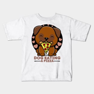 Dog Eating A Pizza Kids T-Shirt